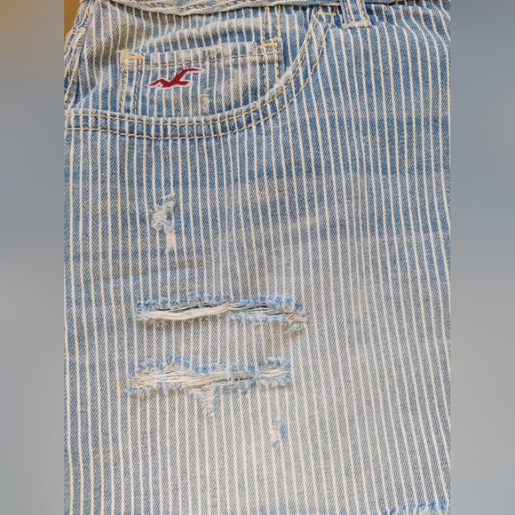 Distressed Denim Striped Mini Skirt - Picture 5 of 11